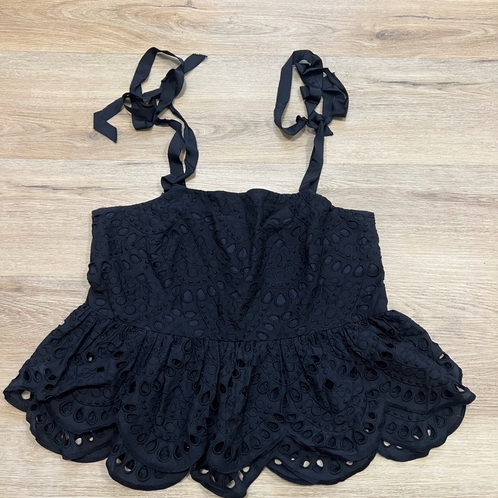 J. Crew Black Eyelet Blouse